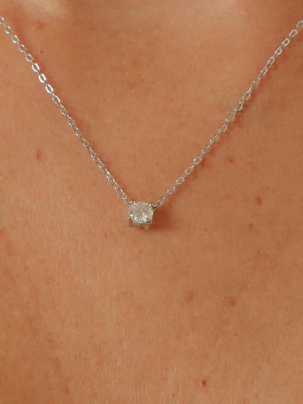 Colar Ponto de Luz Moissanite 5mm 0,56ct Prata 925 Ródio
