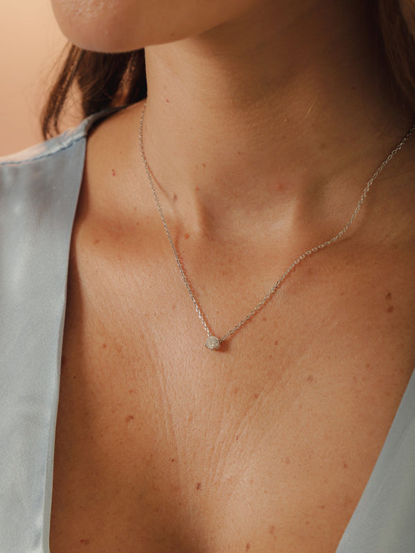 Colar Ponto de Luz Moissanite 5mm 0,56ct Prata 925 Ródio