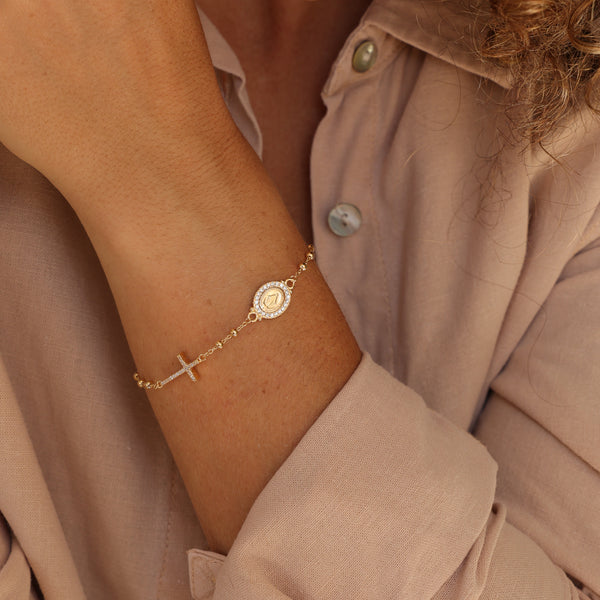 Pulseira Cruz E Nossa Senhora das Graças P925 B.O