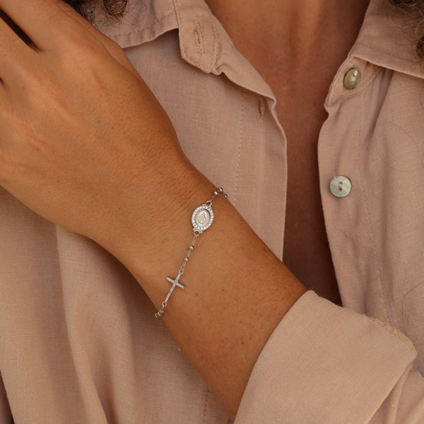 Pulseira Cruz E Nossa Senhora das Graças P925
