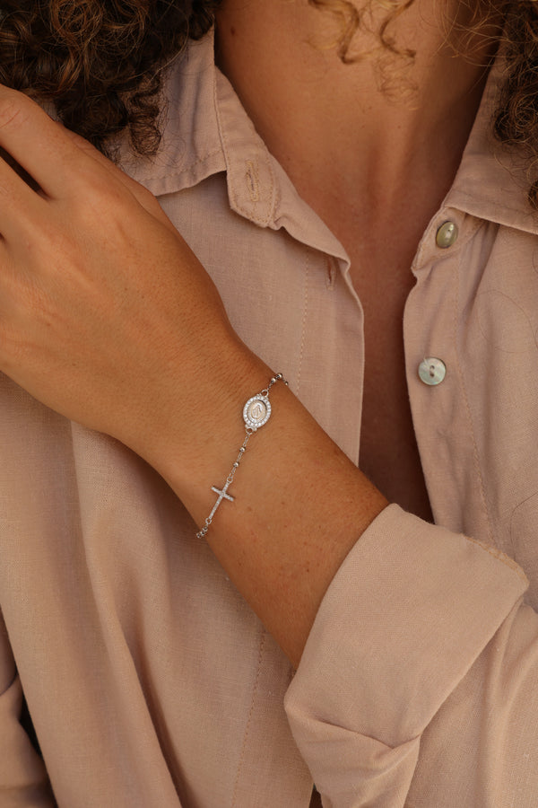 Pulseira Cruz E Nossa Senhora das Graças P925