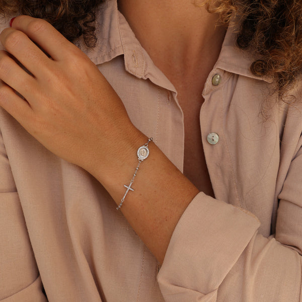 Pulseira Cruz E Nossa Senhora das Graças P925