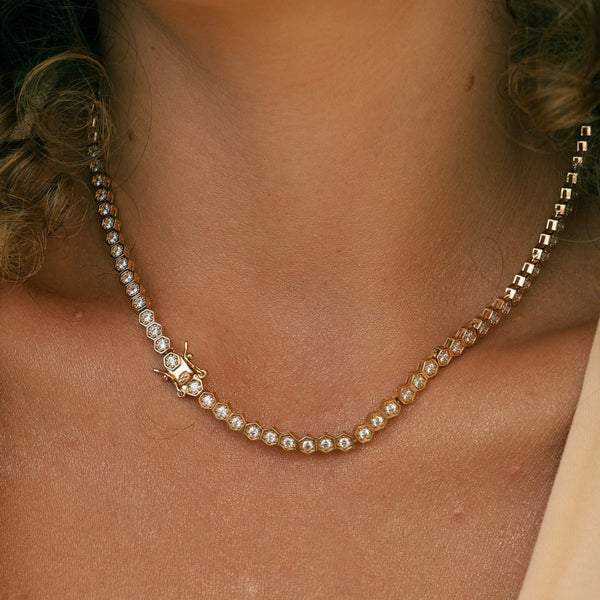 Colar Riviera Favo de Mel – Prata 925