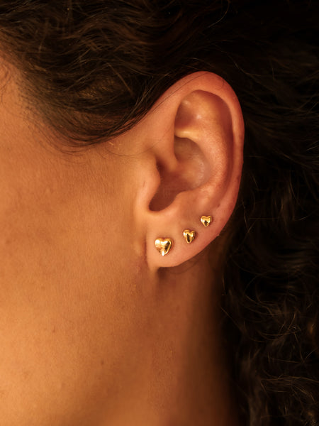 Trio de Brincos Coração Banhado Ouro 18k Hipoalergênico