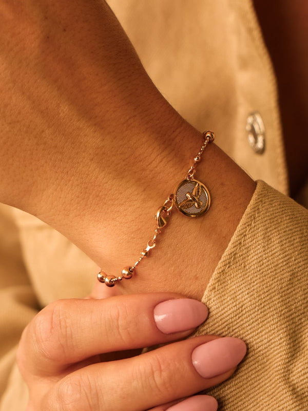 Pulseira Divino Espírito Santo Medallhão Dourado Banho Ouro 18k