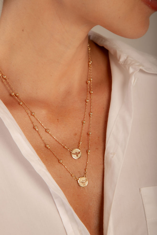 Colar Duplo Divino Espirito Dourado