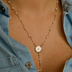 Colar Terço Pai Nosso Perola