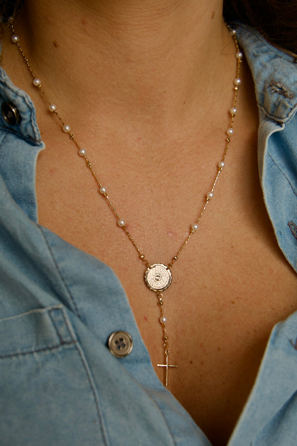 Colar Terço Pai Nosso Perola