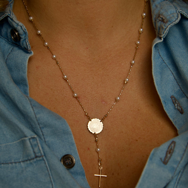 Colar Terço Pai Nosso Perola