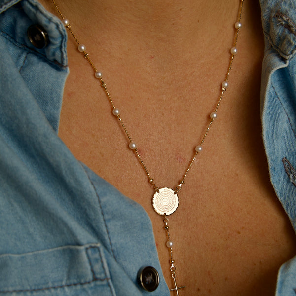 Colar Terço Pai Nosso Perola