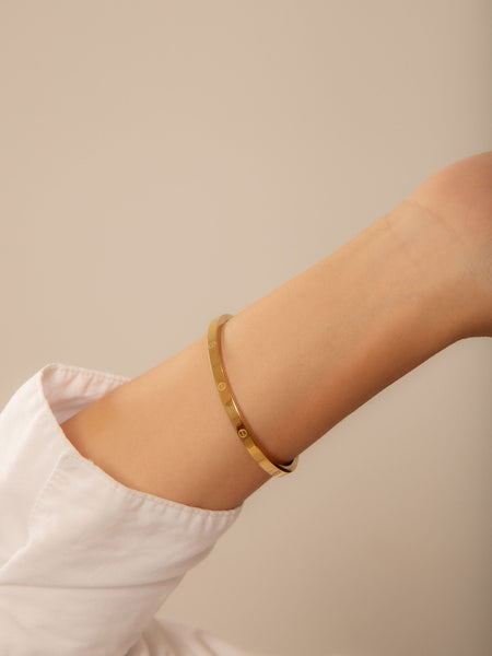 Bracelete Rígido Luxo Banho Ouro 18k Aro 16