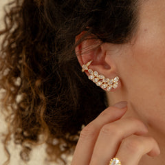 Brinco Ear Cuff Gota Baguete Brilhante P925