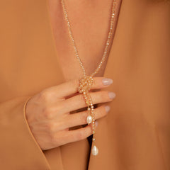 Colar Nó Cristal com Perola cultivada