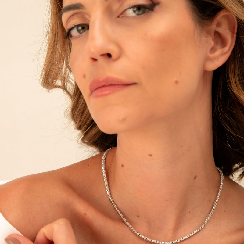 Colar Riviera Joia de Prata925 4 pontas Ouro18k/Ródio