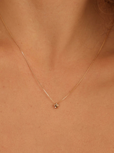 Colar Estrela Banhado a Ouro 18k – Pingente Sólido 45 cm
