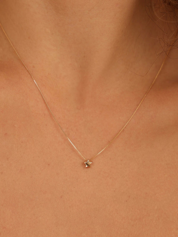 Colar Estrela Banhado a Ouro 18k – Pingente Sólido 45 cm