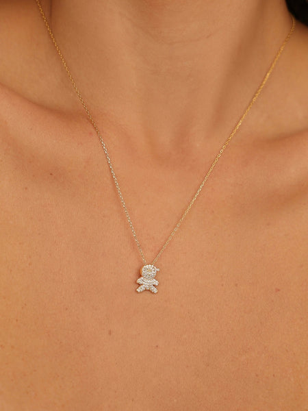 Colar Pingente Menino Cravejado Prata 925 Banho Ouro 18k