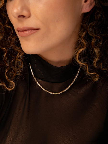 Colar Riviera Joia de Prata925 4 pontas Ouro Amarelo 18k