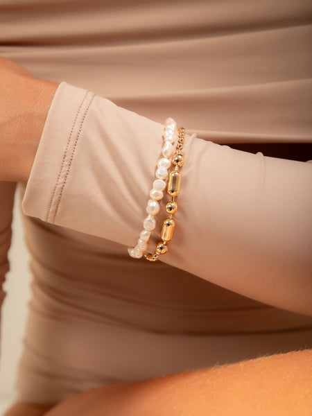 Pulseira Pérolas de Água Doce com Extensor Banhado Ouro 18k