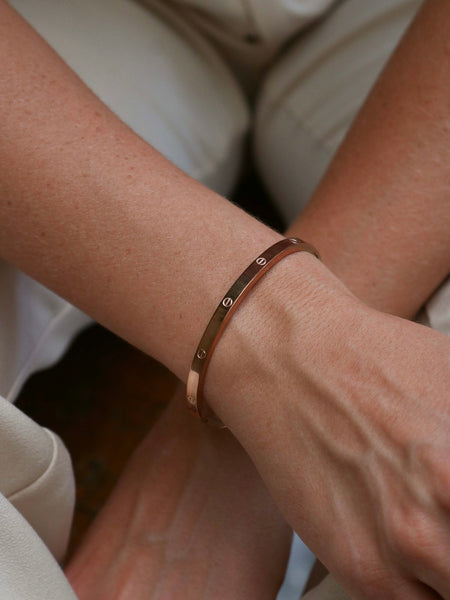 Bracelete Rígido Luxo Banho Rose Gold Aro 16