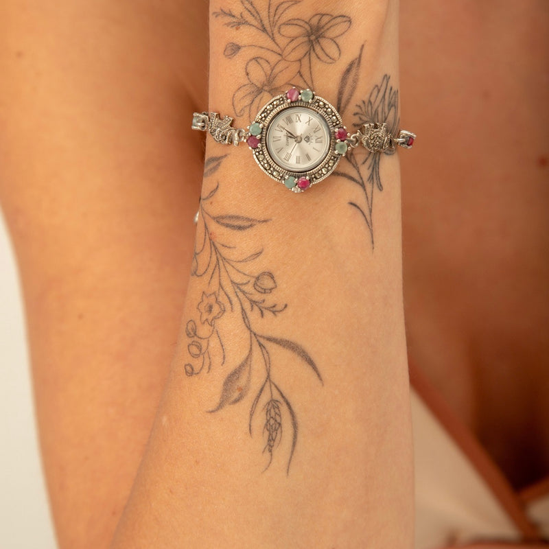 Relógio Prata925 marcassita Elefante