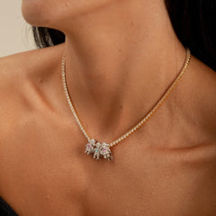 Colar Riviera Joia de Prata925 4 pontas Ouro18k/Ródio